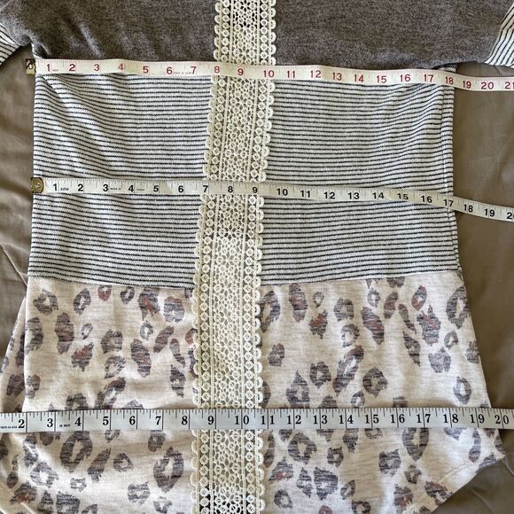 Tru Self Sweater Blouse Tunic Crochet Knit Boho Size XL Animal Print Colorblock - Picture 10 of 12